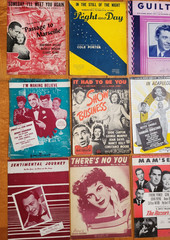Lot of 33 VTG 1940s Piano Sheet Movie Music Betty Grable Humphrey Bogart Goodman