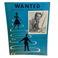 1954 Perry Como Wanted Sheet Music Jack Fulton Lois Steele M. Witmark & Sons