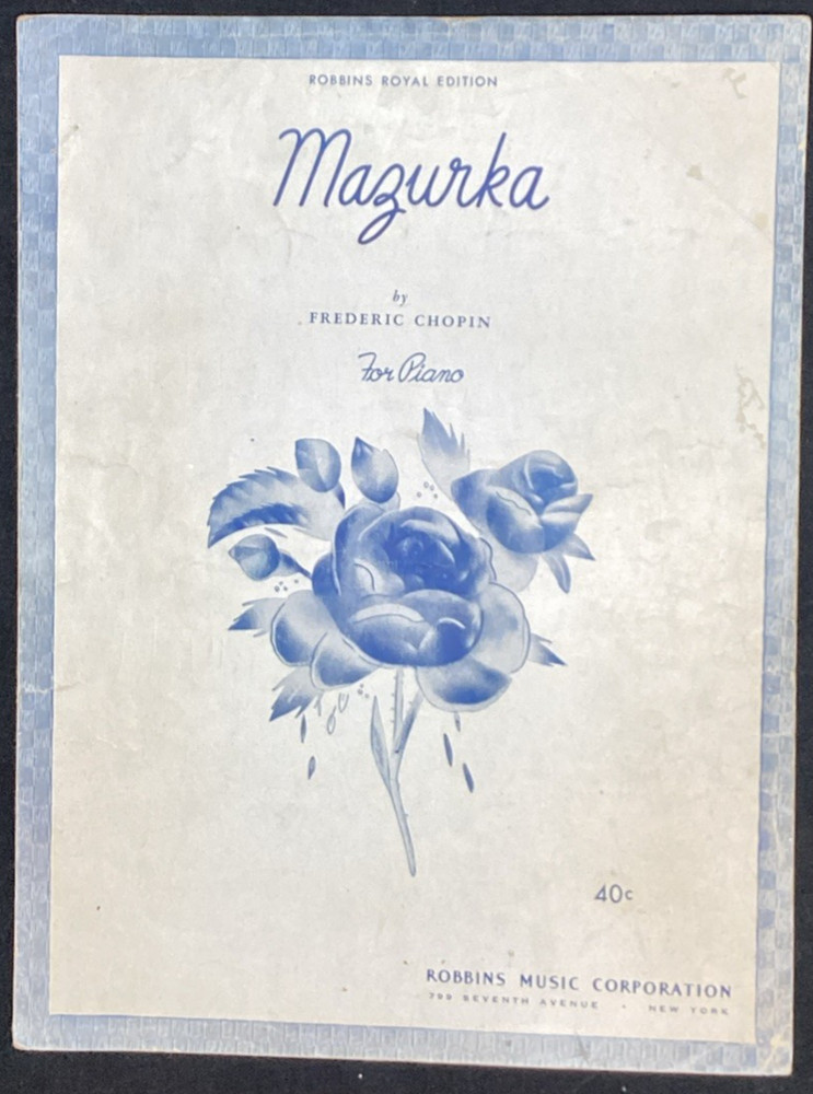 Vtg Sheet Music, Mazurka, Chopin 1939 – ships free