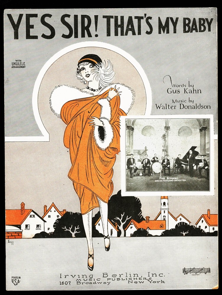 1925 Yes Sir! That’s My Baby Gus Kahn Sheet Music Art Deco Flapper Sydney Leff