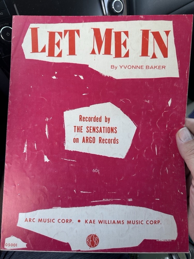P 1963 Rock/Pop Sheet Music THE SENSATIONS ‘Let Me In’ by Yvonne Baker