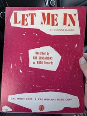 P 1963 Rock/Pop Sheet Music THE SENSATIONS ‘Let Me In’ by Yvonne Baker