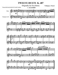 Flute & Trumpet duets – Mozart 12 Horn Duets K.487 transcribed by K. Ziemba NEW