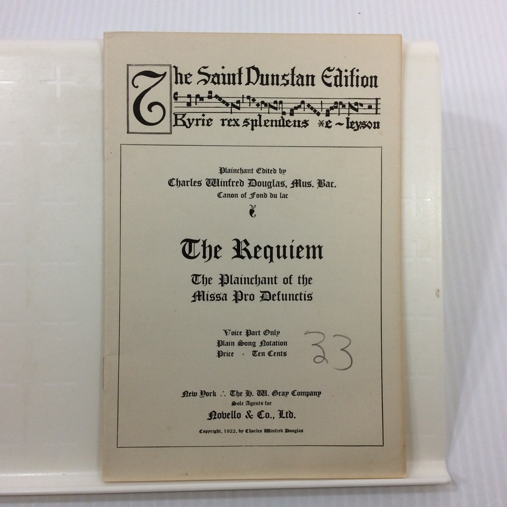 Requiem Plainchant Voice part Douglas Saint Dunstan Edition Songbook 1922