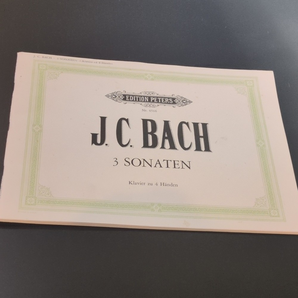 Edition Peters J.C. Bach 3 Sonaten Piano Duet 4 Hands Classical MPN 4516