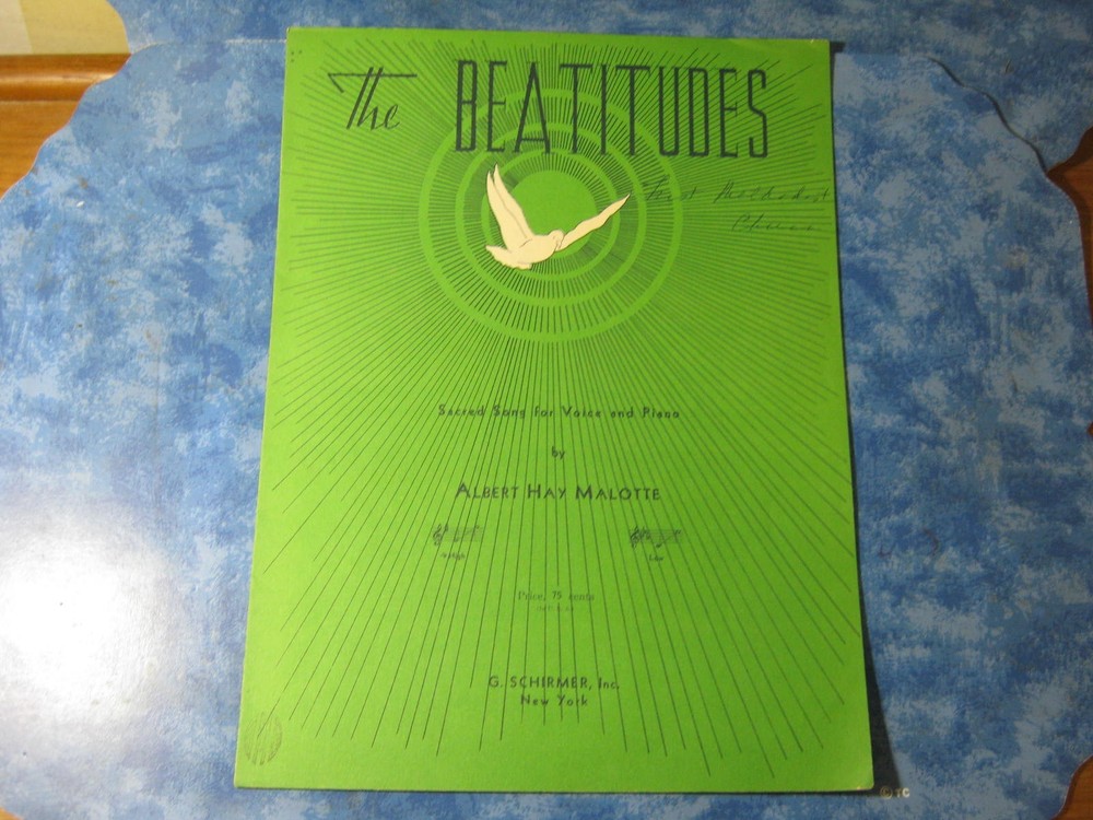 ANTIQUE THE BEATITUDES SHEET MUSIC Albert Hay Malotte HIGH VOICE 1938 VGC