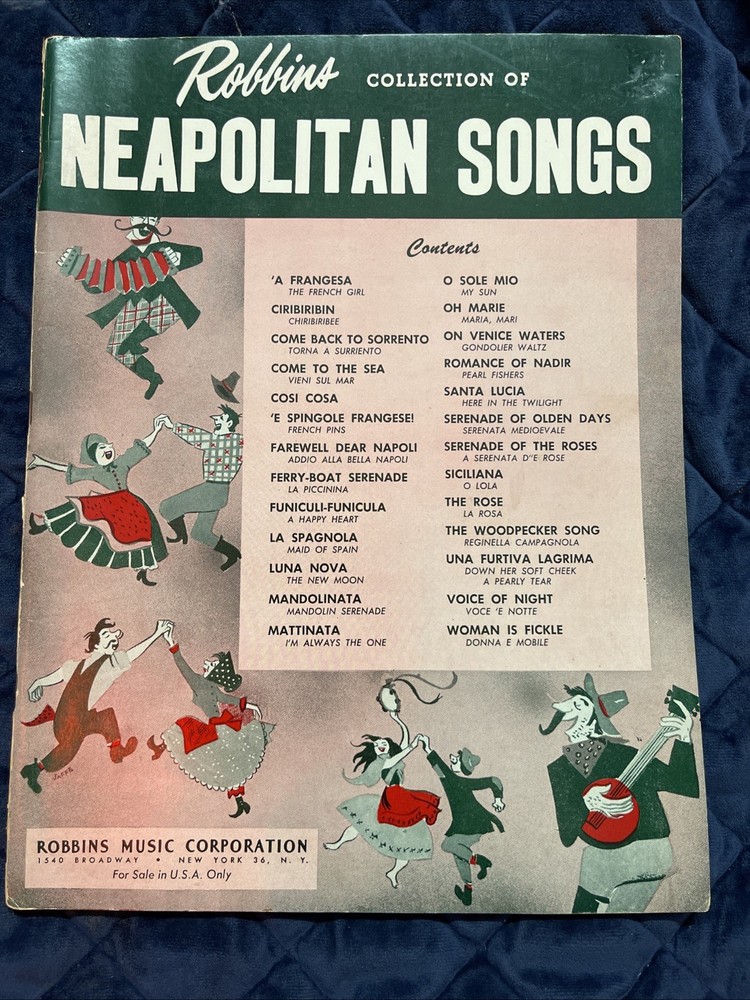 Robbins Music Collection Neapolitan Songs Sheet Music English Italian 1964