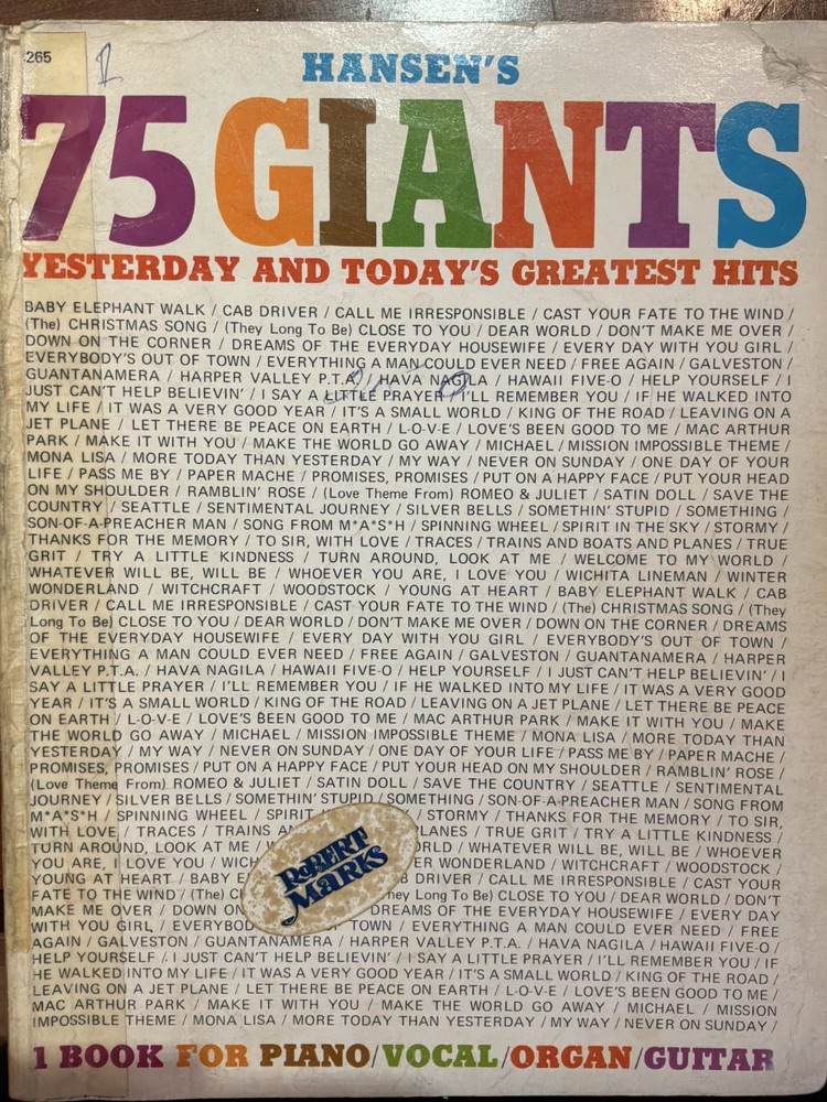 Hansen&rsquo;s 75 Giants Yesterday Today Greatest Hits Piano Vocal Organ Guitar