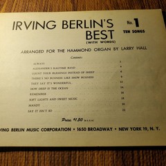 Irving Berlin&rsquo;s Best Vocal Selections for Hammond Organ Songbook