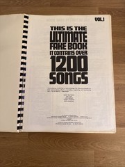Ultimate Fake Book Contains Over 1200 Songs Piano Organ Guitar Vol 1 1981 Music