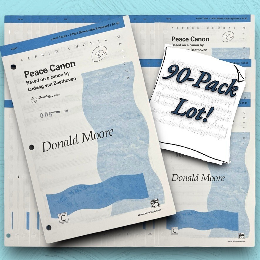 90-PACK LOT Alfred Choral Sheet Music « Peace Canon » 3-Part Mixed Voices Keyboard