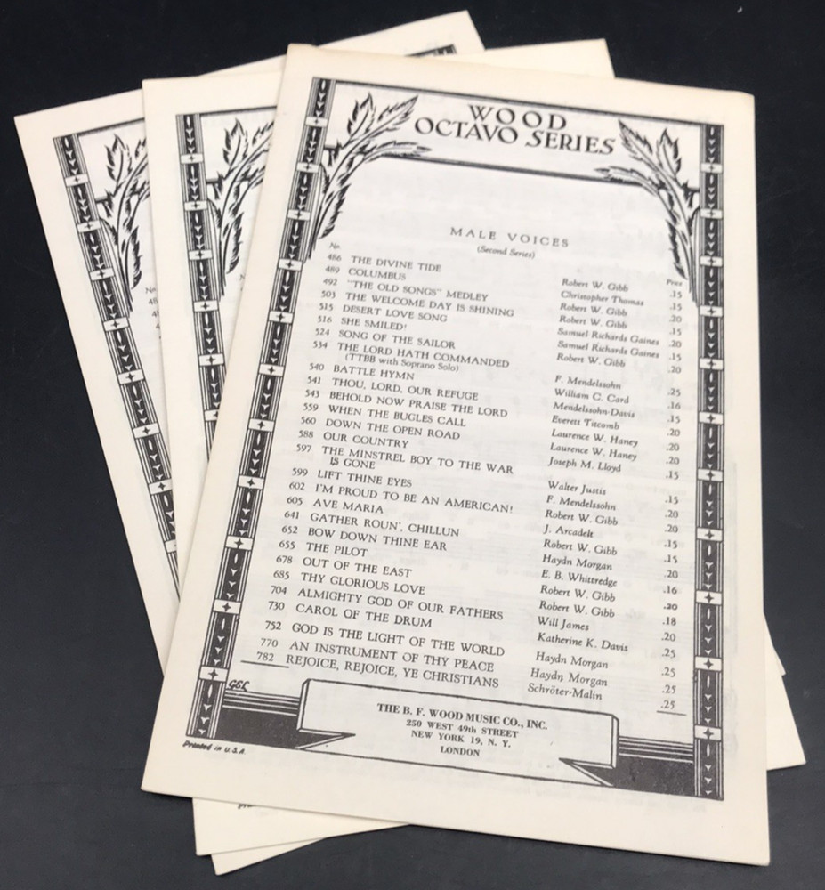 3 – 1960 REJOICE, REJOICE, YE CHRISTIANS Piano Vocals Sheet Music Mens Voices