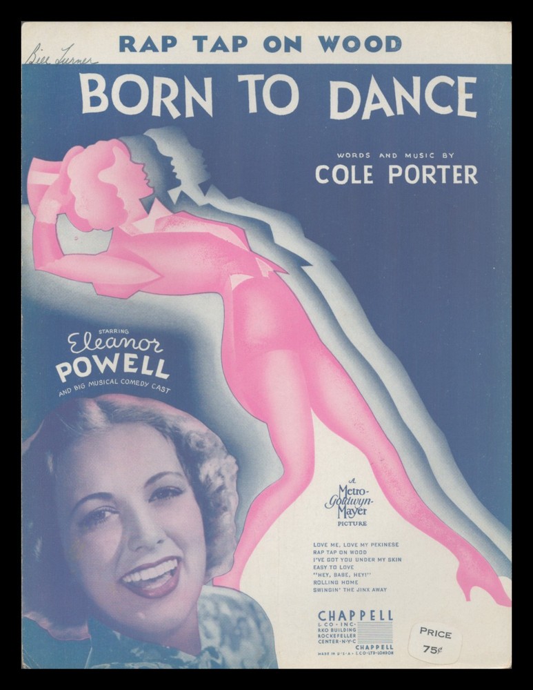 BORN TO DANCE Cole Porter 1936 Rap Tap On Wood ELEANOR POWELL Sheet Music