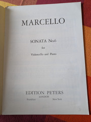B Marcello Sonata VI for Violincello and Piano Ed Walter Schultz Edition Peters