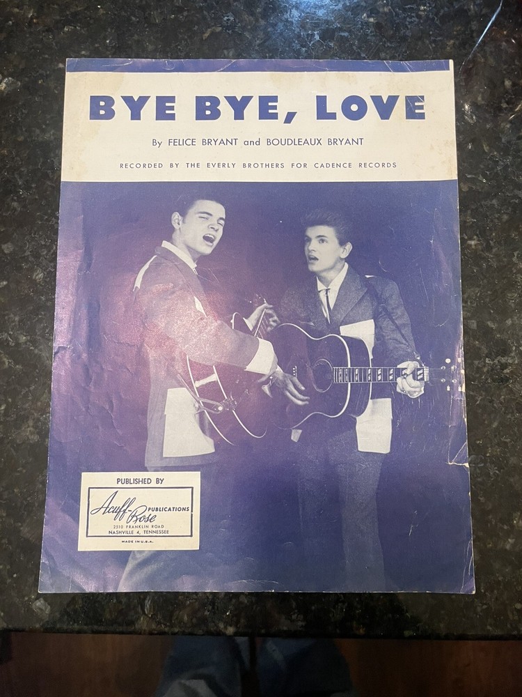 Bye Bye Love Vintage Sheet Music The Everly Brothers 1957