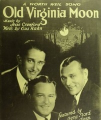 1924 Old Virginia Moon Gene, Ford, Glenn Vintage Sheet Music M40