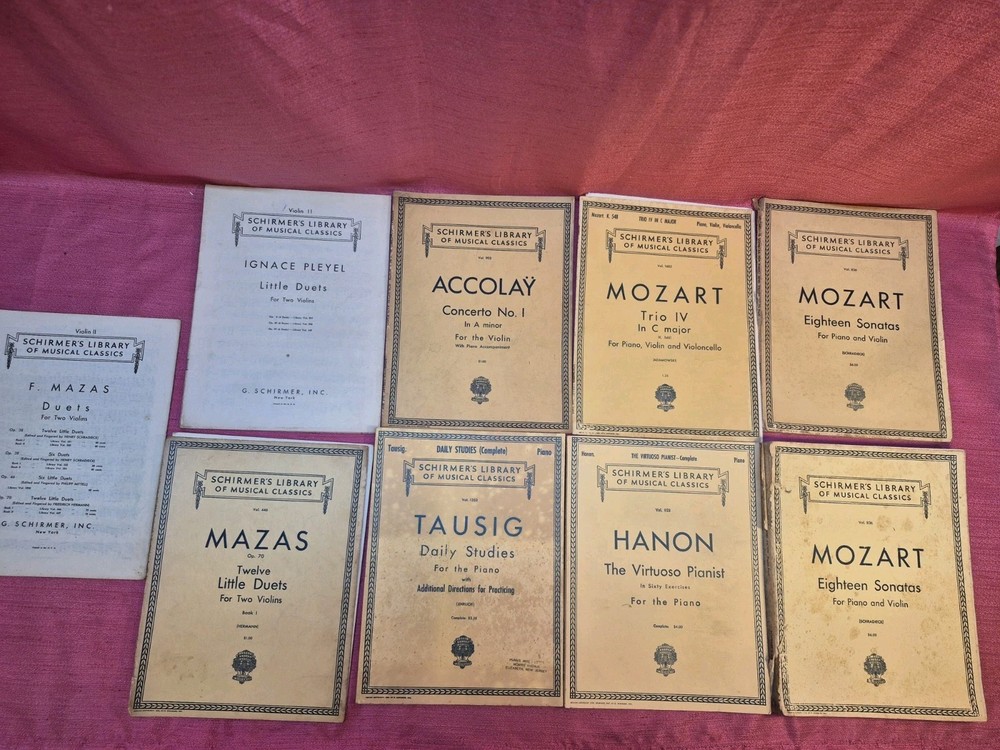 Lot of 9 Vintage Schirmer&rsquo;s Library Musical Classics Piano Violin Sheet Music…
