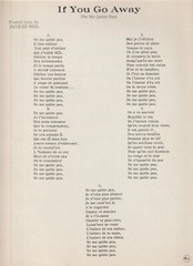 If You Go Away Guitar/Piano/Lyrics Sheet Music 1969