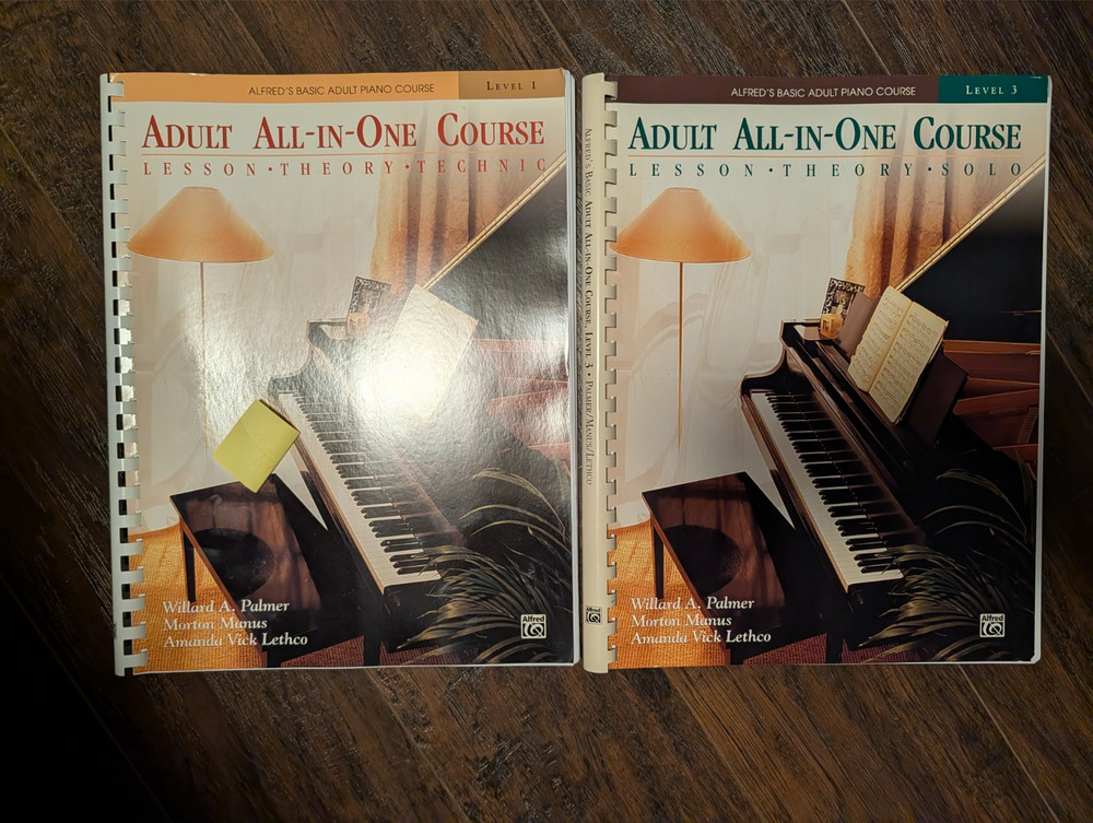 Alfred&rsquo;s Basic Adult All-in-One Course, Book 1 and Book 3 – Very Good