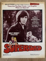 WALT DISNEY’S SUPERDAD Sheet Music 1974 Bobby Goldsboro 3 Songs Wonderland Vtg