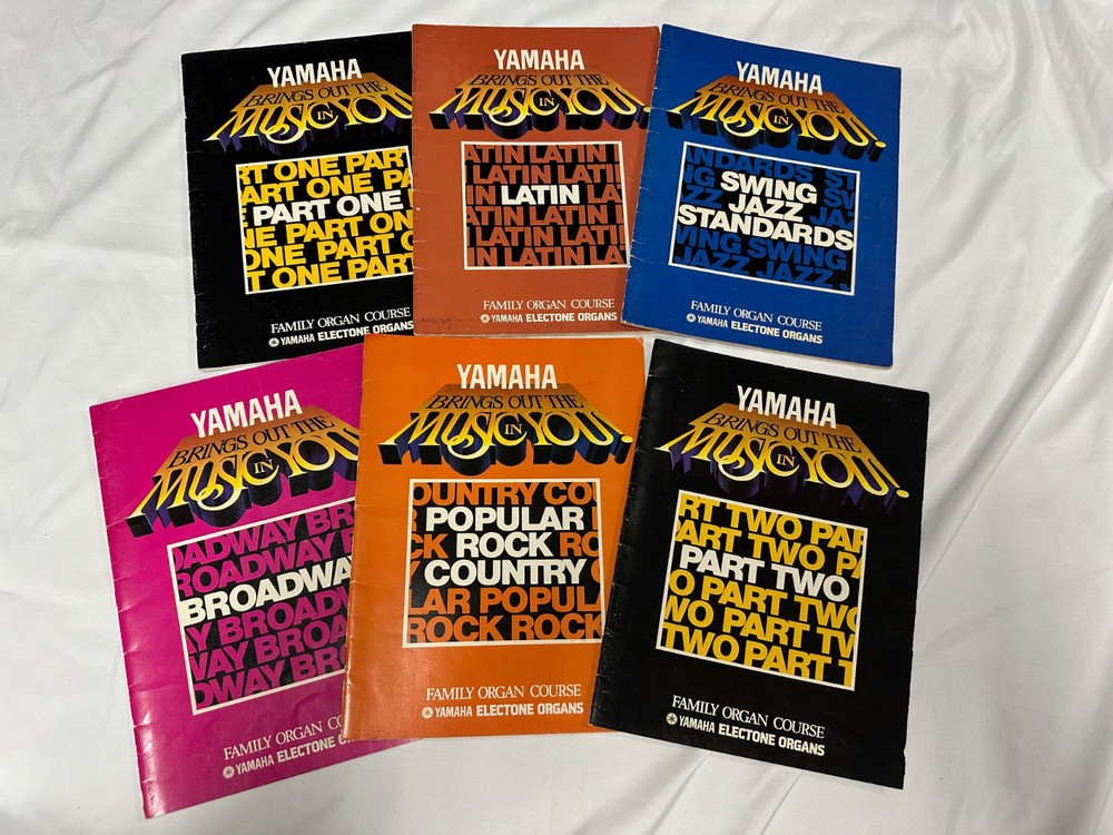 Lot of 6 Old Vintage Yamaha Organ Course Books Sheet Music Latin, Jazz, Broadway