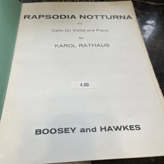 Rapsodia Notturna for Viola and Piano Karol Rathaus Boosey and Hawkes