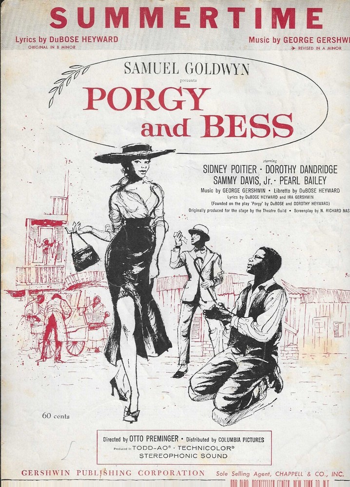 “Summertime” Porgy & Bess Sheet Music Sidney Poitier Dorothy Dandridge Gershwin