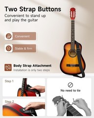 Moukey 38&Prime; Acoustic Guitar for Beginners Kids Youth Adult Dreadnought Guitarr…