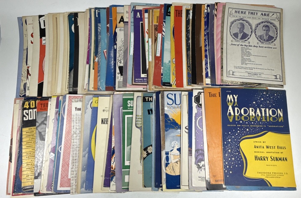 Vintage 1920&rsquo;s-1950&rsquo;s Large Sheet Music Lot Of 115 (1)