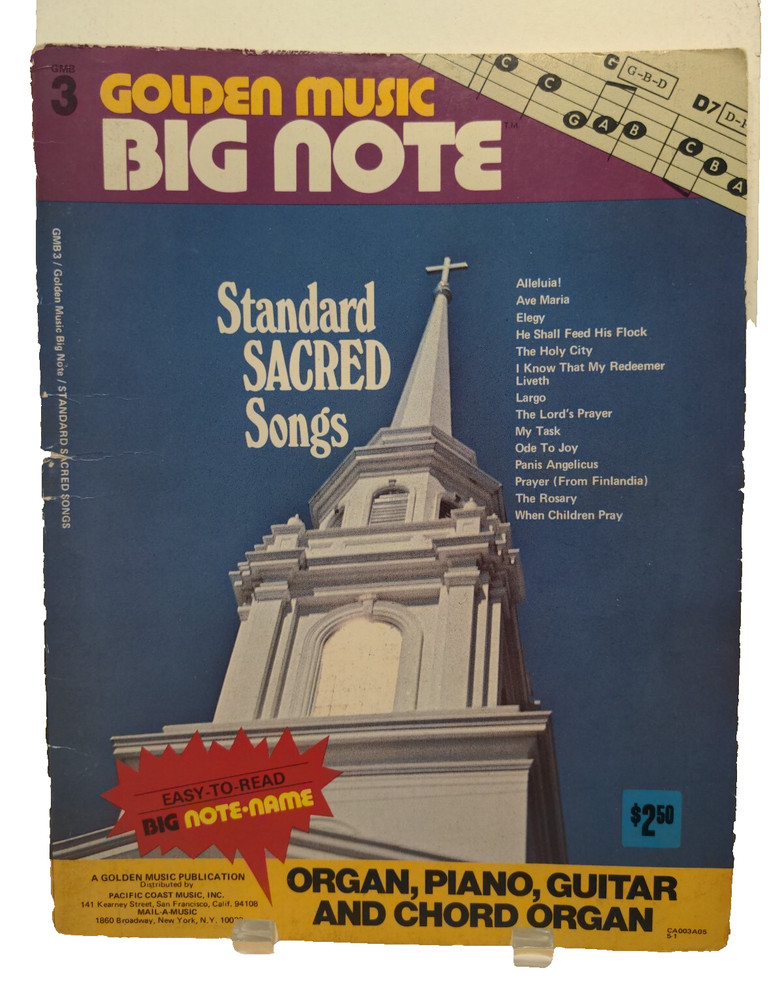 Golden Music Big Note Standard Sacred Songs Sheet Music Song Book Piano M8