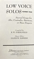 Low Voice Solos No 4 by Stringfield & Hawkins Sheet Music 1960 Paperback