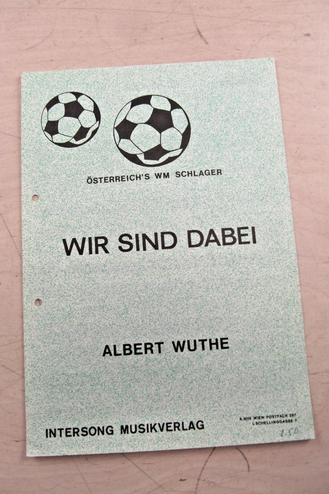 Rare Old Sheet Music We Are Austria&rsquo;s World Cup Hit Albert Wuthe Intersong
