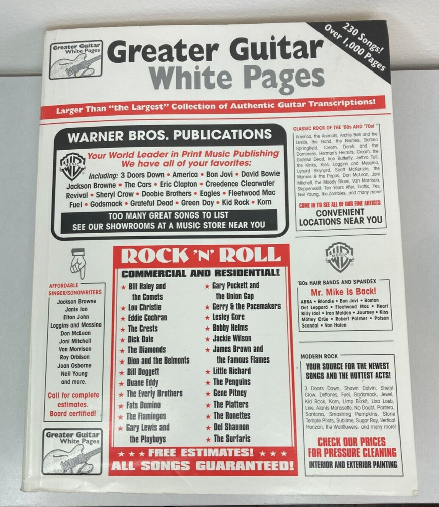 Vintage 2003 Greater Guitar White Pages Guitar Tab Transcriptions 230 Songs