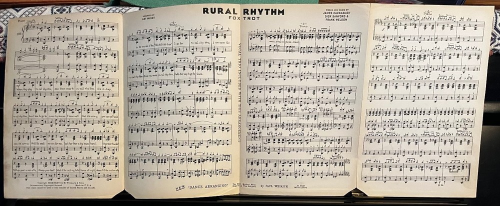 Rural Rhythm Sheet Music Fox Trot Cavanaugh Witmark 1935 P/V Piano