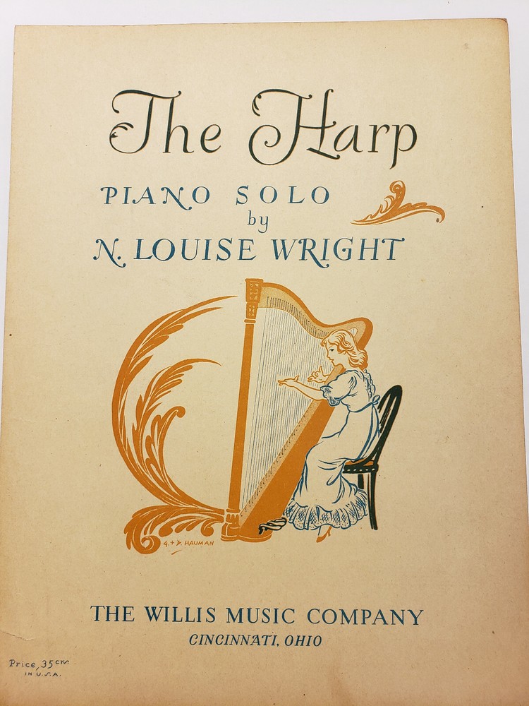 Sheet Music-« The Harp » by N. Louise Wright, 1951, MCM,Piano Solo(SM21)
