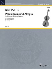 Fritz Kreisler Praeludium und Allegro Viola Piano Classical Sheet Music Book