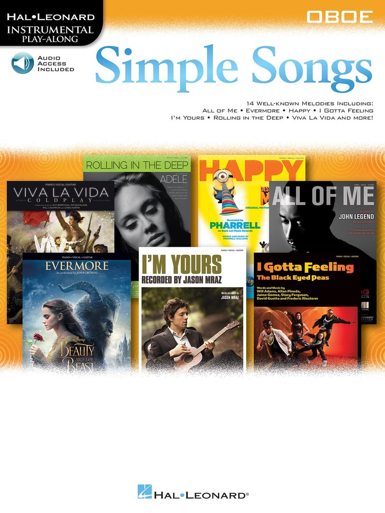 Simple Songs for Oboe Solo Sheet Music Play-Along Hal Leonard Book Online Audio