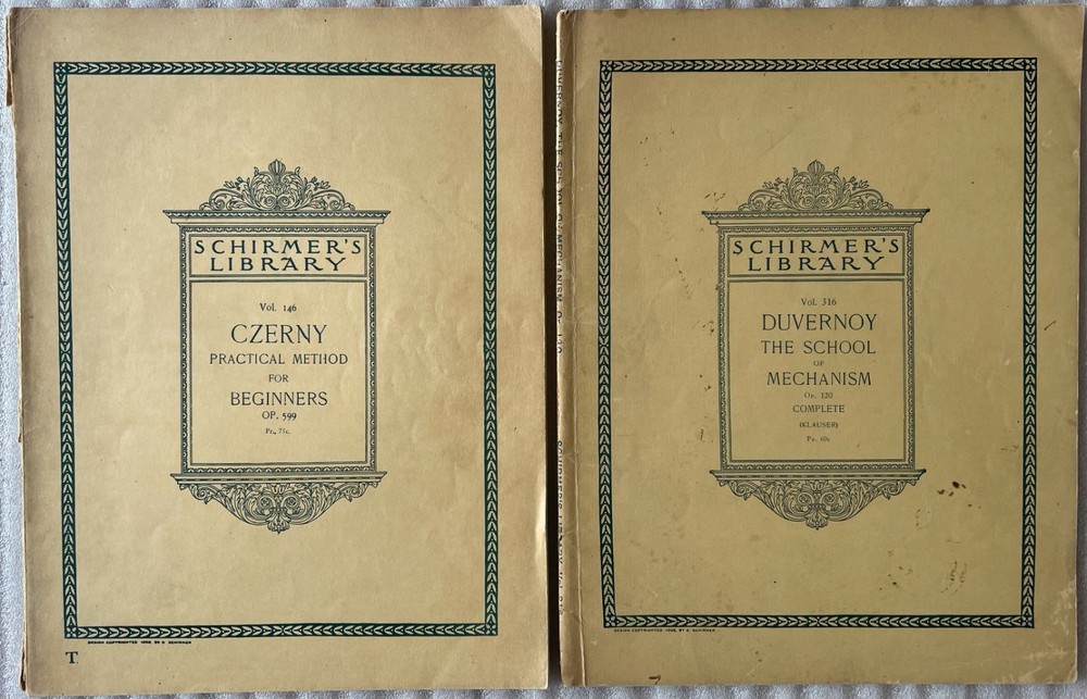 Vintage Schirmer’s Library Vol. 146 Czerny & Vol. 316 Duvernoy – 1893 & 95