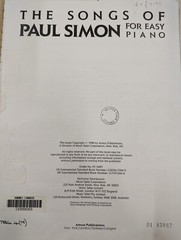 The Songs of Pail Simon for Easy Piano: Amsco Publications: Music Score