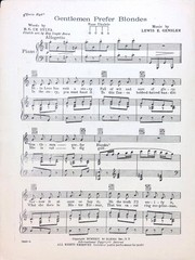 Gentlemen Prefer Blondes Sheet Music Queen High 1926 Musical Lewis Gensler