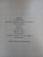 COLDPLAY GUITAR TAB / TABLATURE / RUSH IF BLOOD TO THE HEAD / SONGBOOK