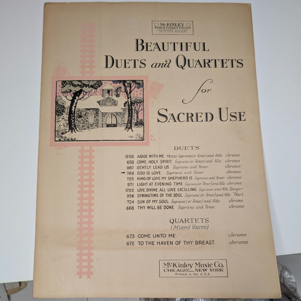 1901 God Is Love Frederic Jerome Sacred Duet Soprano Tenor Sheet Music McKinley