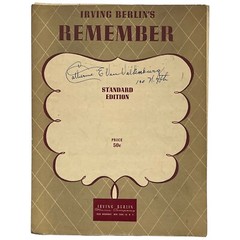 Vintage Sheet Music Irving Berlin&rsquo;s REMEMBER Std Edition 1925 Van Valkenburg