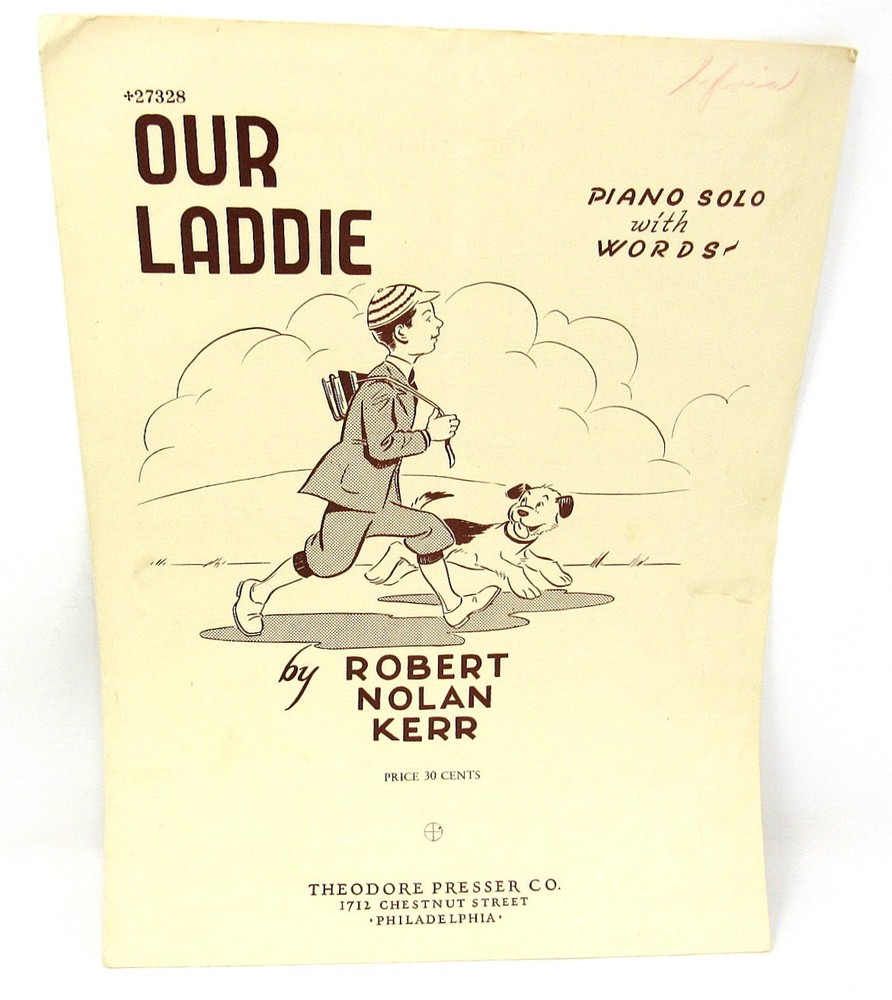 Our Laddie Sheet Music 1942 Piano Solo with Words Clean Beginner Kerr US Seller