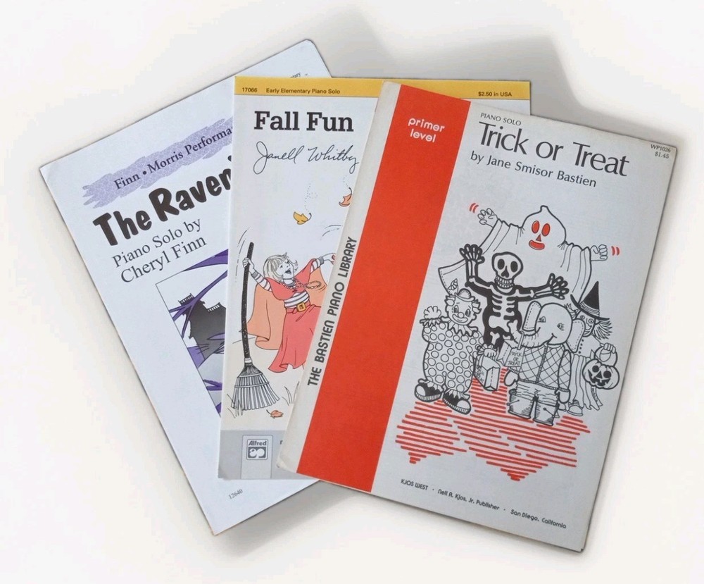 Lot of 3 Halloween / Fall, Early Elementary Piano Solo Sheet Music, Very Good