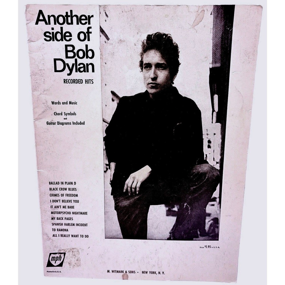 Another Side of Bob Dylan Recorded Hits Sheet Music Songbook M. Witmark & Sons