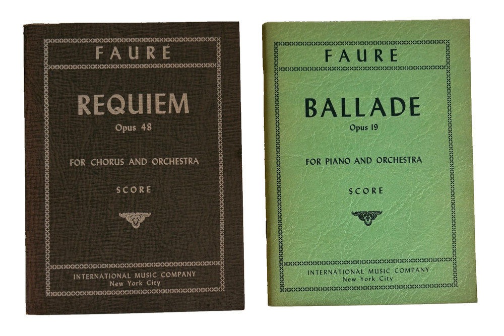 Lot of 2 Miniature Orchestra Scores by Gabriel Faure, Ballade and Requiem