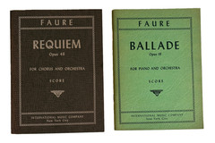 Lot of 2 Miniature Orchestra Scores by Gabriel Faure, Ballade and Requiem