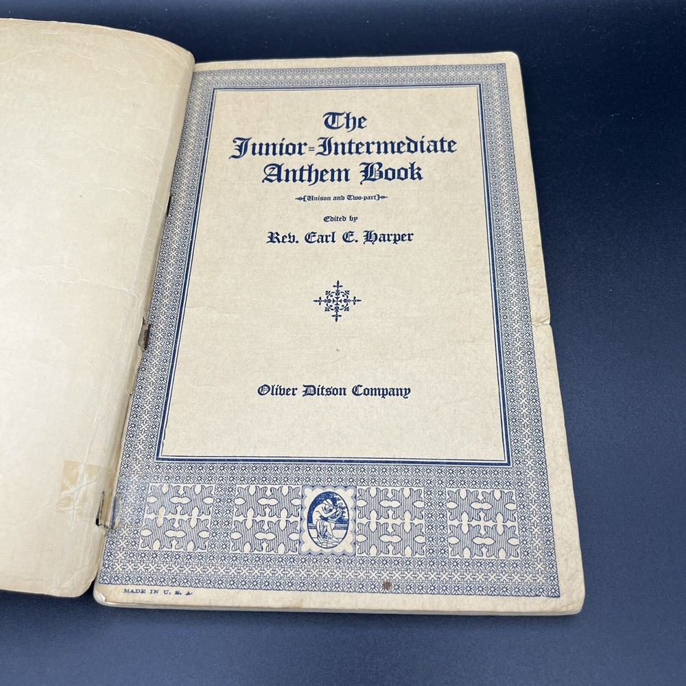1924 Sheet Music The Junior Intermediate Anthem Book Oliver Ditson Co