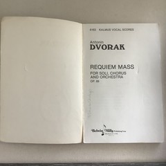 Requiem Mass Op. 89 Dvorak Kalmus Vocal Scores K6163 Belwin Mills SATB